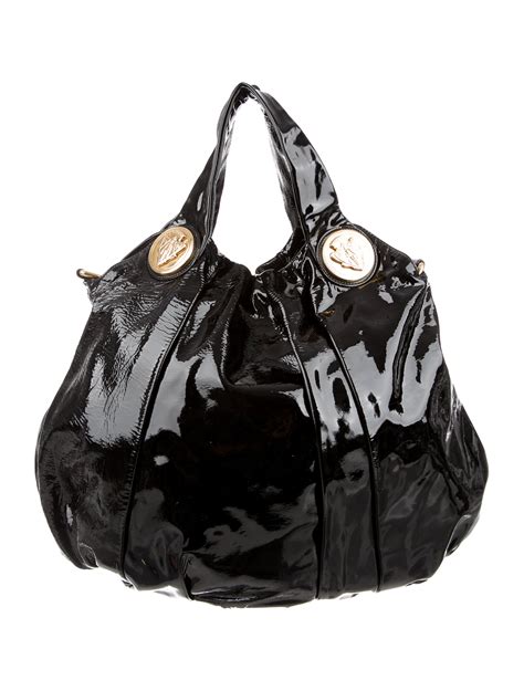 gucci patent leather bug|Gucci black patent leather handbag.